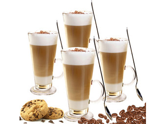 Reis opstelling Meesterschap 4x Luxe Latte / Cappuccino Glas + Lepel | 250 ml - Internet's Best Online  Offer Daily - iBOOD.com