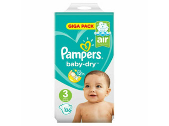 Pampers Baby-Dry | Größe 3 | 136 Stück