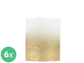 6x Bolsius Kerze | Weiß/Gold