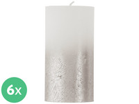 6x świeca Bolsius Metallic/White | 7 x 13 cm