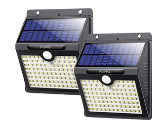 2x FlinQ Solarlamp met Bewegingssensor | 97 x LED - Best Online Offer Daily - iBOOD.com