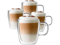 4x Kaffeeglas mit Henkel | 350 ml