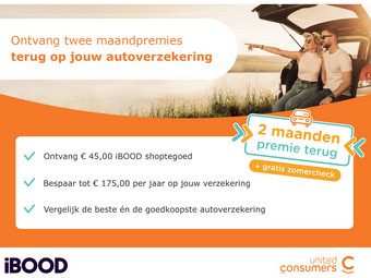 2 maandpremies terug op je nieuwe autoverzekering + € 45,- iBOOD shoptegoed