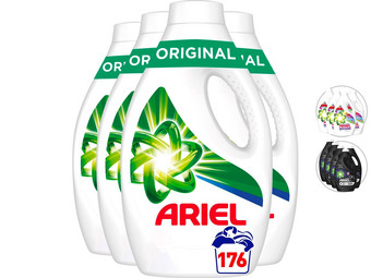 4x oder 5x Ariel Flüssigwaschmittel für sehr dunkle, weiße oder bunte Wäsche