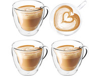 4x doppelwandiges Kaffeeglas | Herz