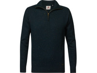 Petrol Gebreide Pullover met Rits | Heren