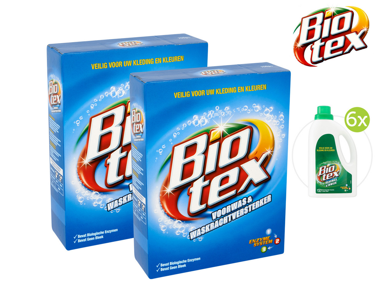 Biotex Voorwasmiddel Poeder 10 kg of 6x 750 ml Vloeibaar