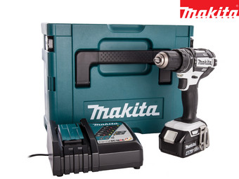 Makita 18 V Combi Drill with 4,0 Ah Battery | White/Black