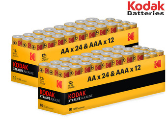 Kodak Xtralife Alkaline Batterijen | 48x AA + 24x AAA