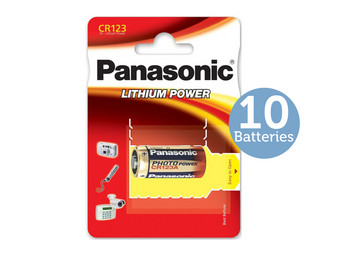 10x Panasonic CR123 Lithium-Batterie