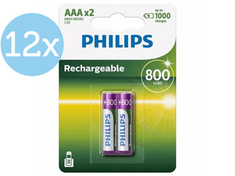 24x Philips Batterij AAA | Herlaadbaar