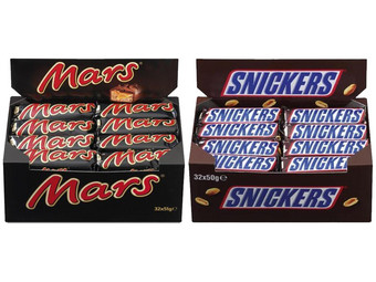 32x Mars und 32x Snickers