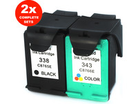 2x Cartridges voor HP338- HP343