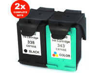 2x zestaw tuszów do drukarki HP | 338 - 343