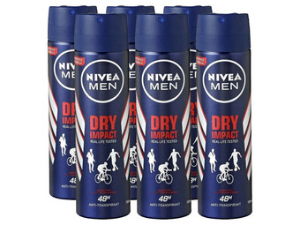 6x dezodorant Nivea Men Dry Impact | 150 ml